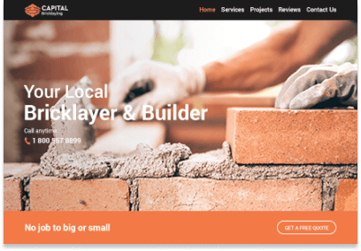 Bricklayer website highlighting brick and builder services