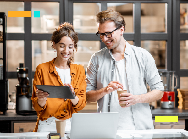 woman with laptop browsing a website with 99% website performance