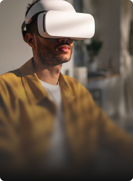 man wearing vr headset