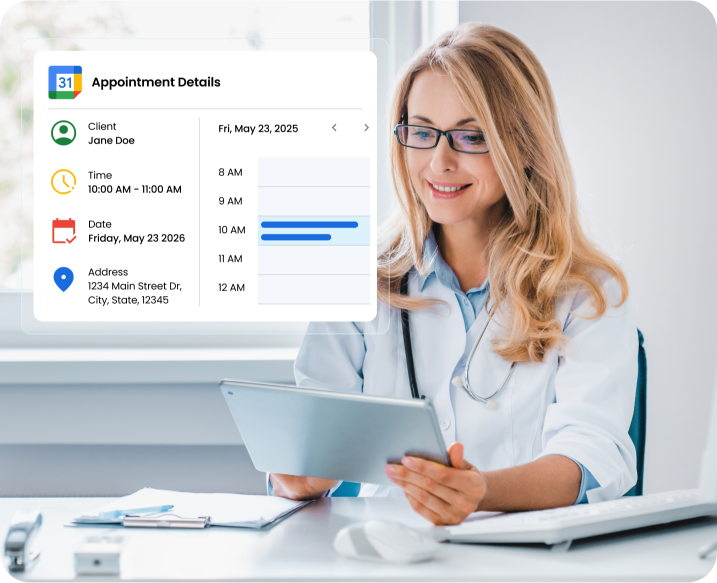 woman scheduling an appointment on her tablet