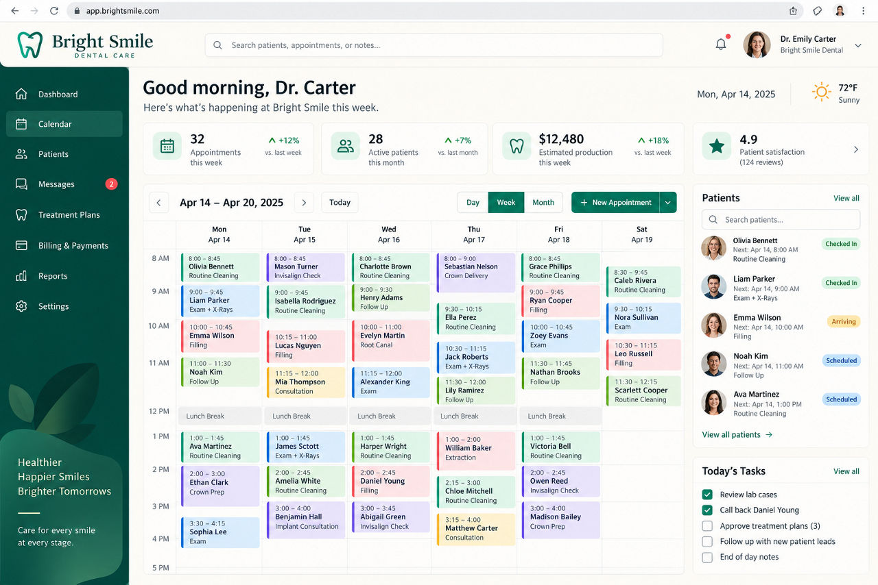Bright Smile — illustrative app concept on desktop