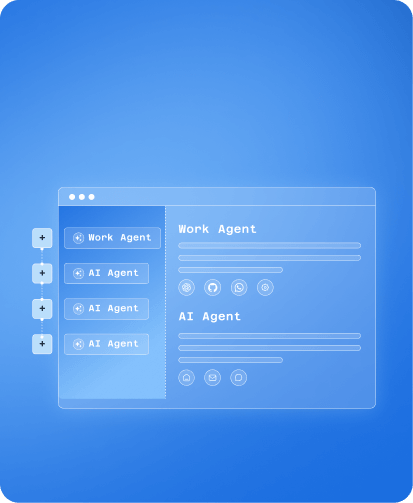 AI agent workspace with Work Agent and AI Agent panels
