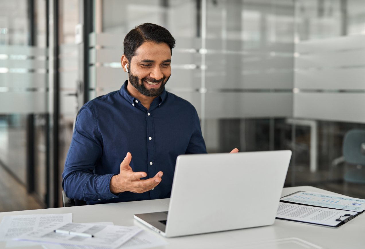 team member with a laptop