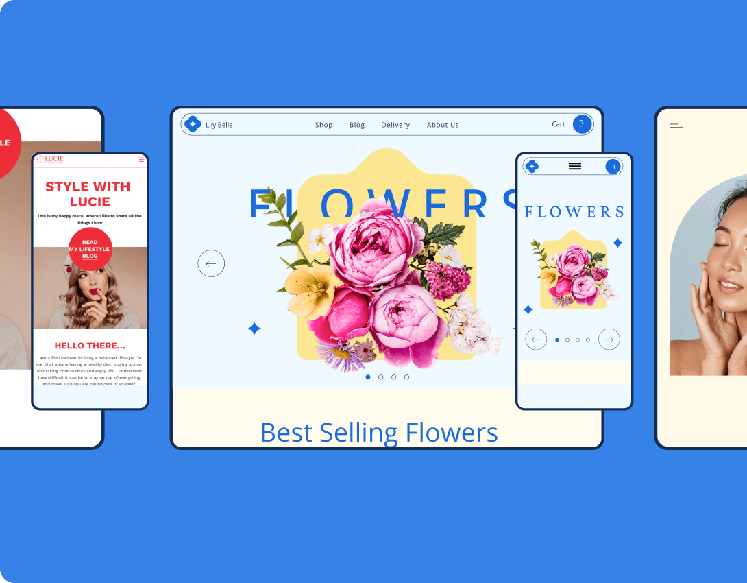 sito web di flower shop su desktop e dispositivi mobili