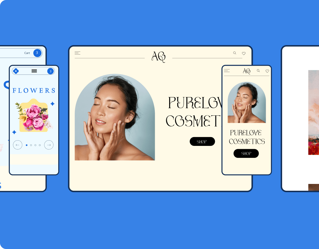 sito web cosmetico in formato desktop e mobile