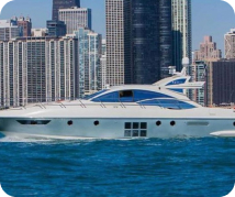 Image of a white yacht on the river