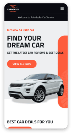 dream car website on mobile