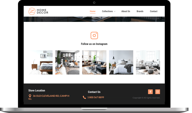 home decor website highlighting social media images