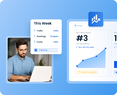 man on laptop checking weekly website traffic