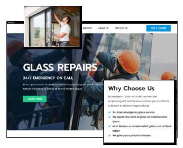 custom website designed for a glass repair company