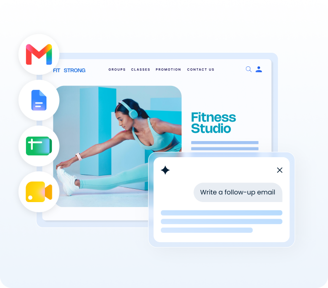 Fitness studio website created with AI tools and integrated with Google apps