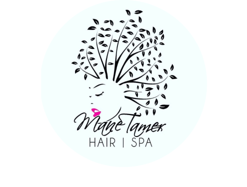  Hair spa company logo - drawing of a woman’s side profile with leaves and stems representing hair