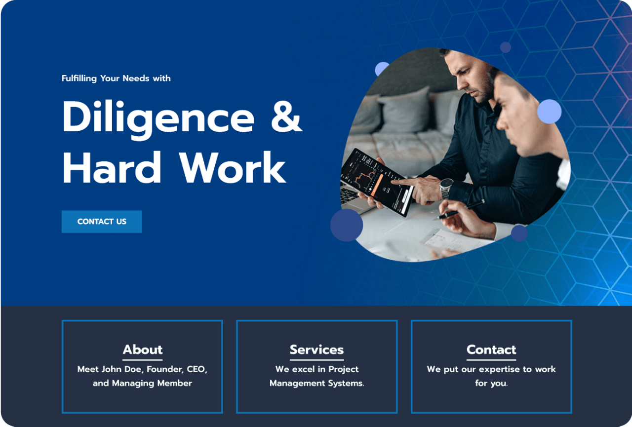 project manager services website for desktop