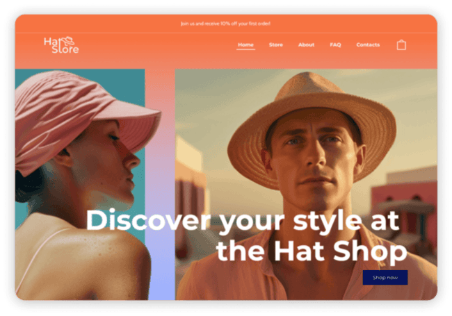 hat shop website for desktop