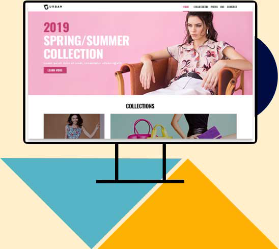 website image on a drawn monitor