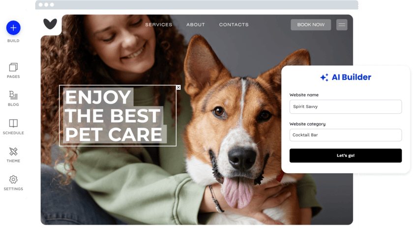 pet care website being designed with Web tools