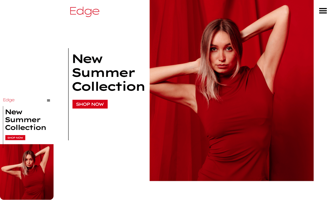 Image of fashion website on desktop and mobile