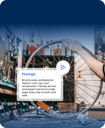 AI prompt generating a bicycle shop website