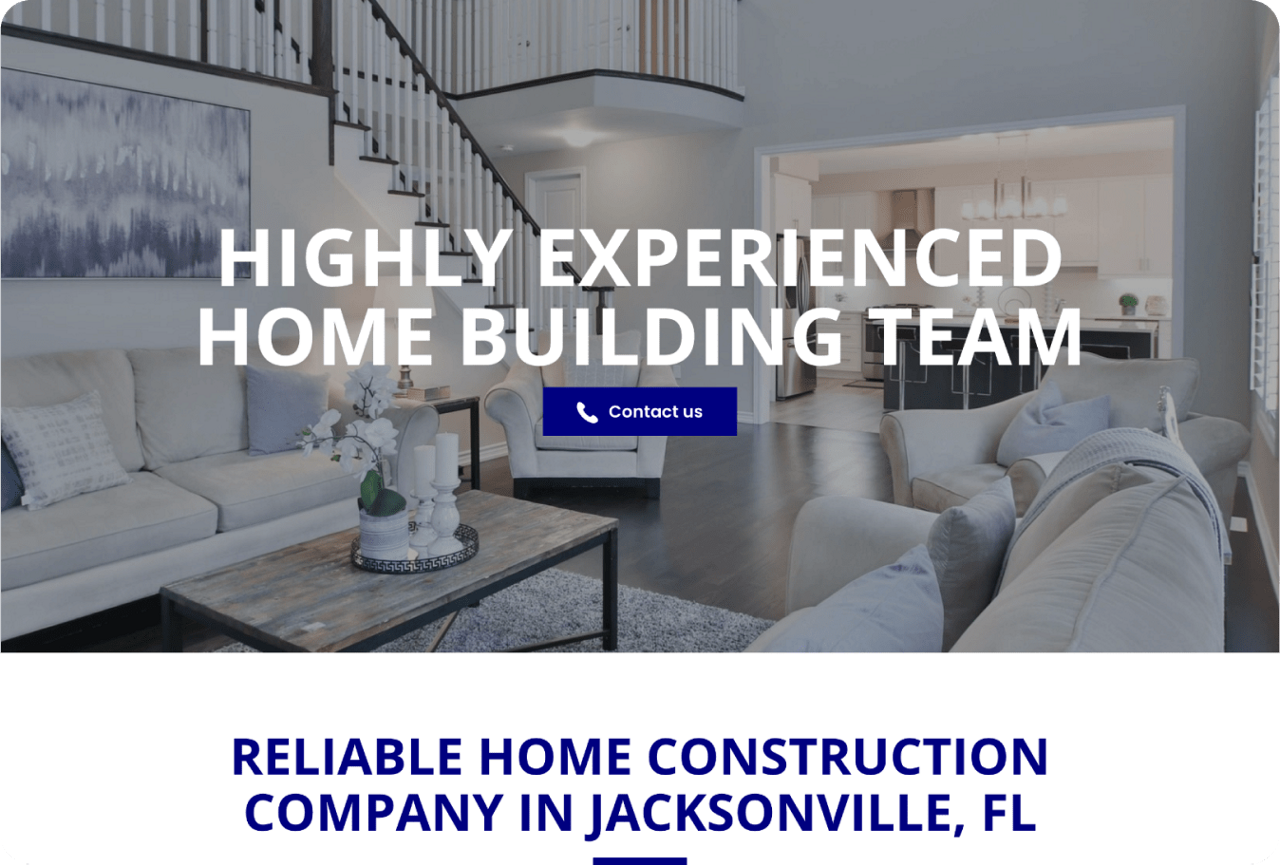 home building website on desktop