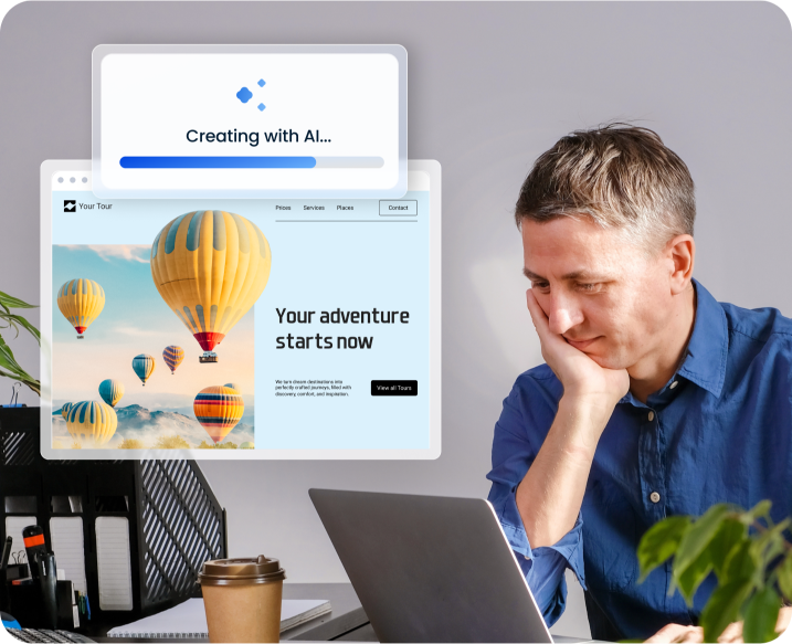 man creating website with AI