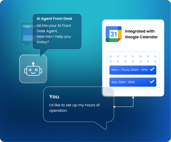 AI front desk agent integrated with google calendar