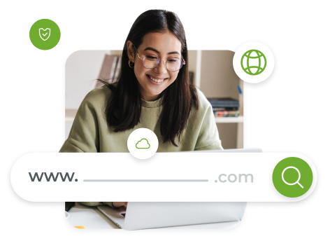 woman with url bar