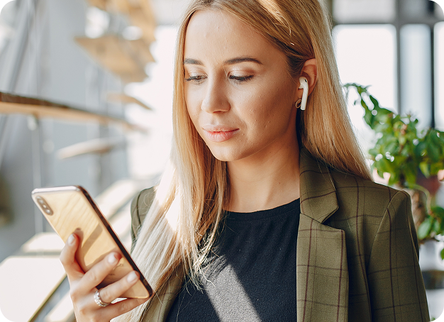 woman looking at mobile