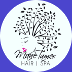  Hair spa company logo - drawing of a woman’s side profile with leaves and stems representing hair