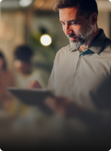 man holding a tablet