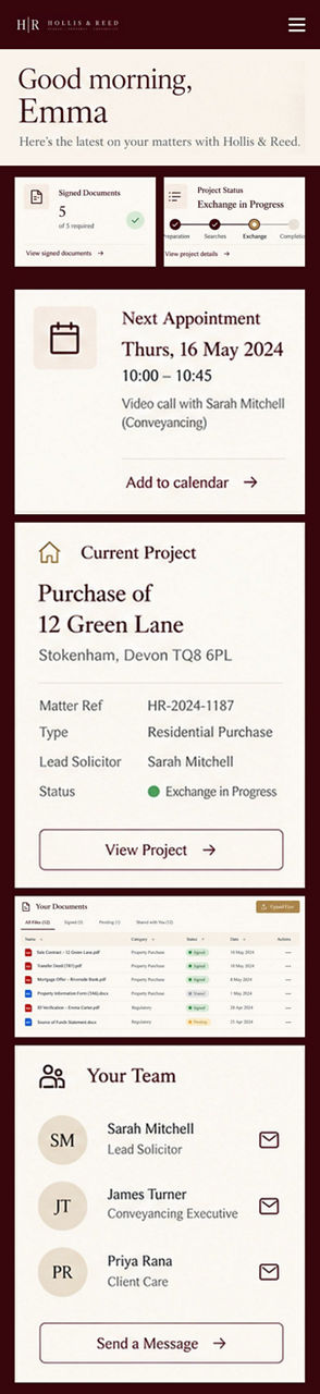 Hollis & Reed — the same app on a phone