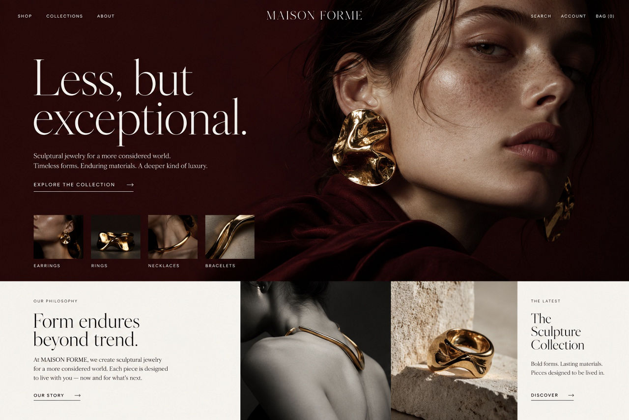 Maison Forme — illustrative website concept on desktop