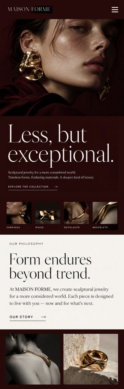 Maison Forme — the same website on a phone