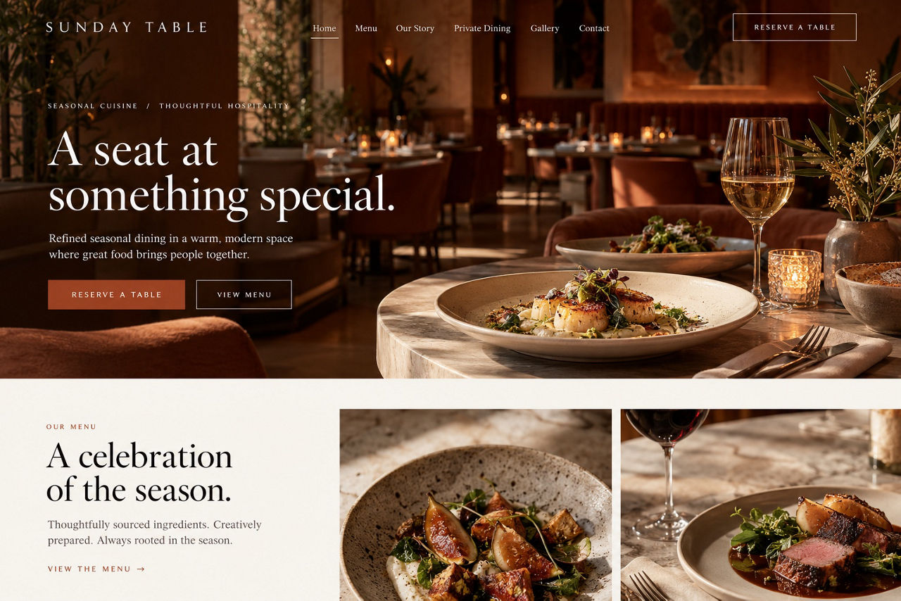 Sunday Table — illustrative website concept on desktop