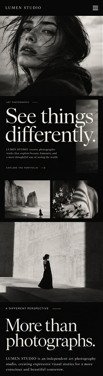 Lumen Studio — the same website on a phone