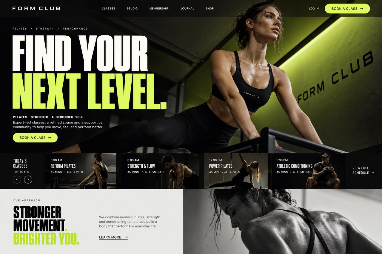 Form Club — illustrative website concept on desktop