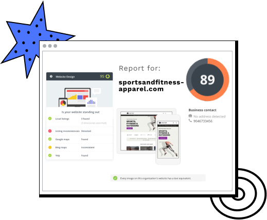 Screenshot of a SEO checker report for a sports and apparel website