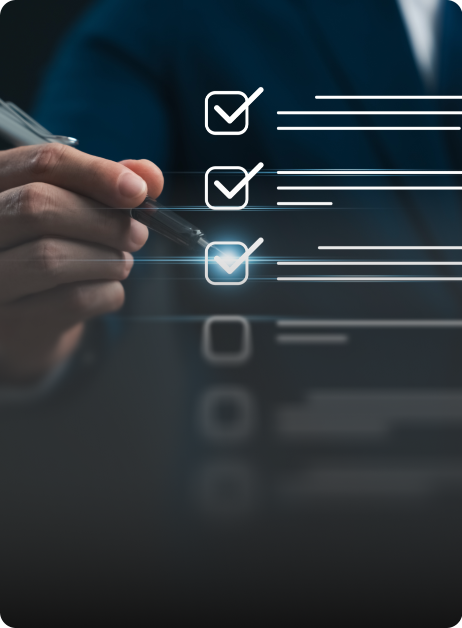 hand holding pen and checking a checklist item