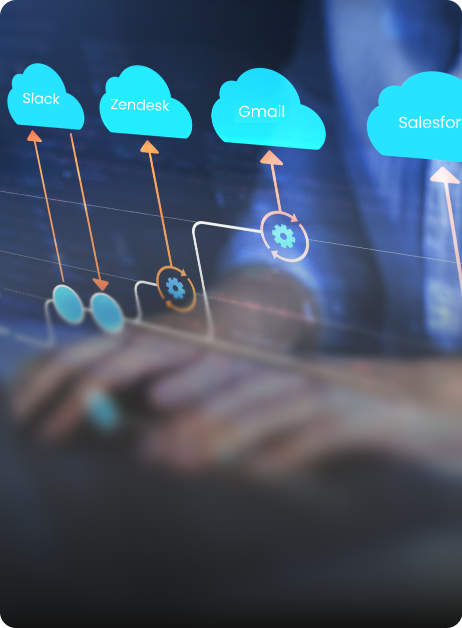 image of different apps and services like Slack, Zendesk, Gmail and Salesforce connecting with Gatorclaw