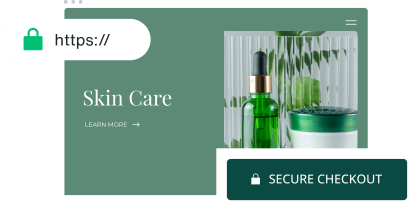 Image of a website with security certifications