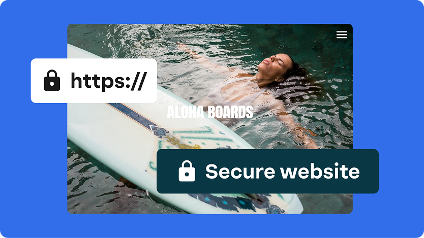 Image of a website with security certifications