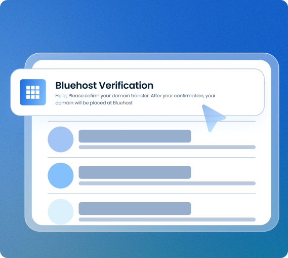 Image highligthing Bluehost's verification