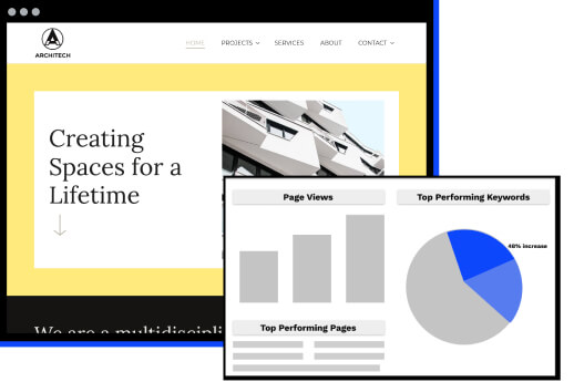 Image of a website and analytics