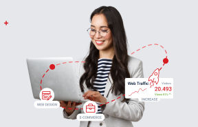 woman using web services