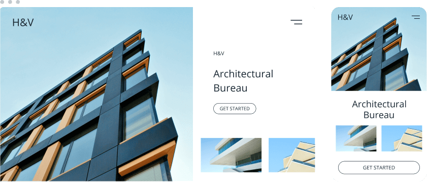 architecture website on desktop and mobile