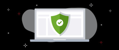 laptop showing security shield symbol