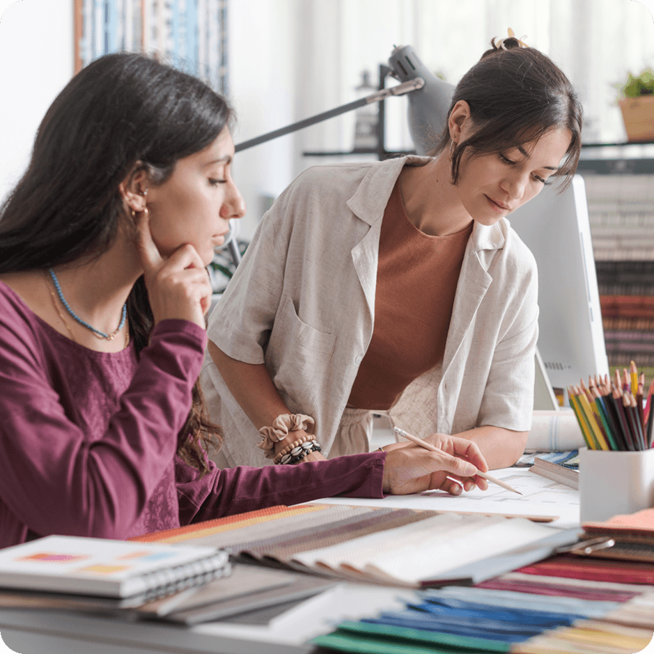 two women writing