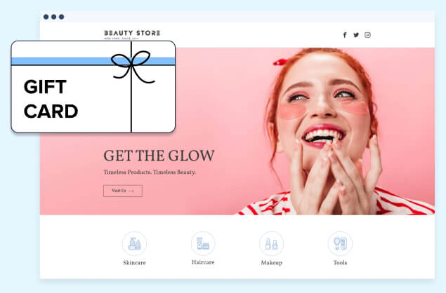 Yith website displayed overlapped by a illustration of a gift card